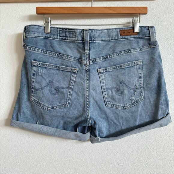 AG Becke Medium Wash Denim Relaxed Slim Rolled Hem 5" Short Women's 29 - Picture 3 of 6